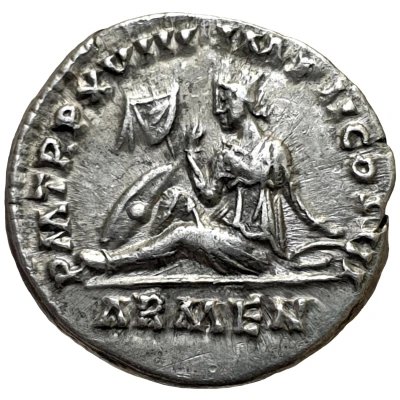 Denarius - Marcus Aurelius P M TR P XVIII IMP II COS III ARMEN; Armenia back