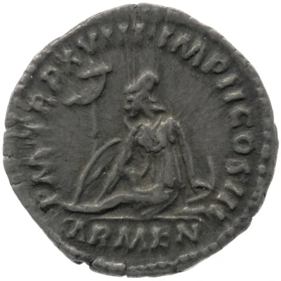 Denarius - Marcus Aurelius P M TR P XVIII IMP II COS III ARMEN; Armenia back