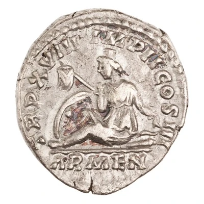 Denarius - Marcus Aurelius TR P XVIII IMP II COS III ARMEN; Armenia back