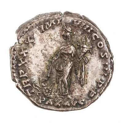 Denarius - Marcus Aurelius TR P XXX IMP VIII COS III P P PAX AVG; Pax back