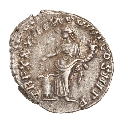 Denarius - Marcus Aurelius TR P XXXII IMP VIIII COS III P P; Annona back