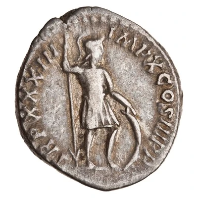Denarius - Marcus Aurelius TR P XXXIII IMP X COS III P P; Mars back