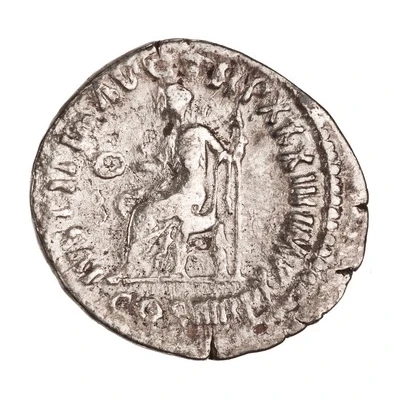 Denarius - Marcus Aurelius TR P XXXIII IMP X P P COS III IVSTITIA AVG; Justitia back
