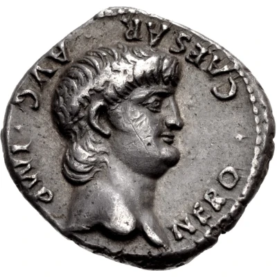 Denarius - Nero PONTIF MAX TR P X COS IIII P P EX S C; Roma front