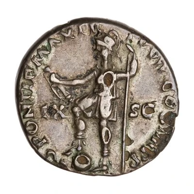 Denarius - Nero PONTIF MAX TR P X COS IIII P P EX S C; Virtus back