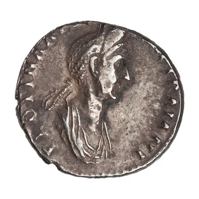 Denarius - Plotina CAES AVG GERMA DAC COS VI P P; Vesta front