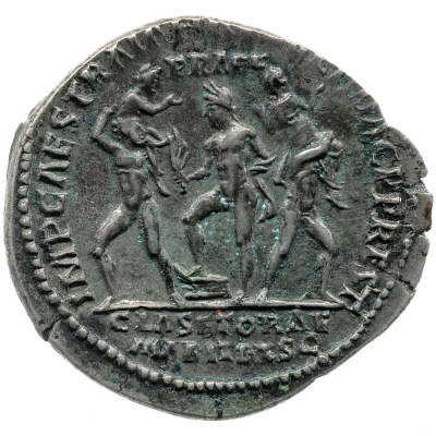 Denarius - Pompey IMP CAES TRAIAN AVG GER DAC P P REST PRAEF CLAS ET ORAE MARIT EX S C; Anapias, Amphinomus, and Neptune back