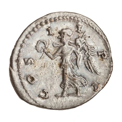 Denarius - Septimius Severus COS II P P; Victory back