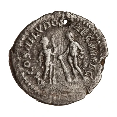 Denarius - Septimius Severus COS III LVDOS SAECVL FEC; Bacchus, Liber, and Hercules back