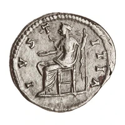 Denarius - Septimius Severus IVSTITIA; Justitia back