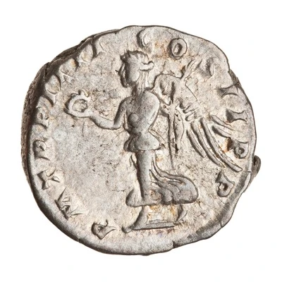 Denarius - Septimius Severus P M TR P IIII COS II P P; Victory back