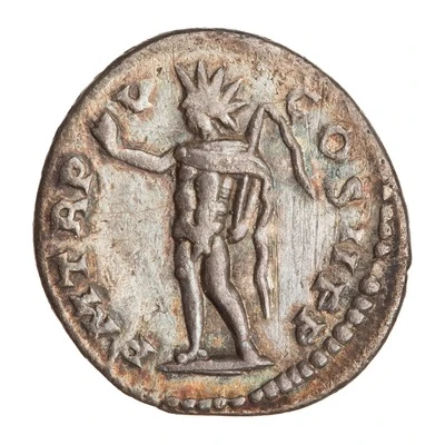 Denarius - Septimius Severus P M TR P V COS II P P; Sol back