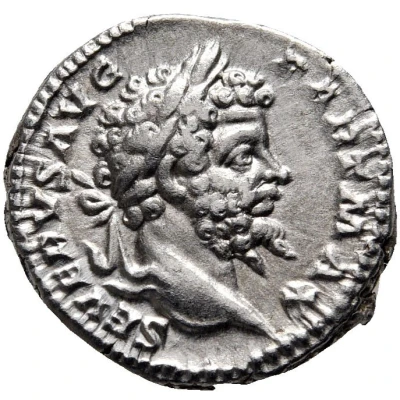 Denarius - Septimius Severus P M TR P VIII COS II P P; Victory front