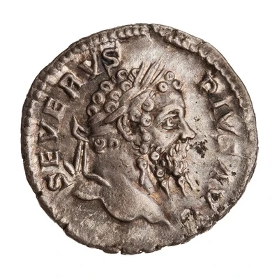 Denarius - Septimius Severus P M TR P XV COS III P P; Victory front