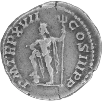 Denarius - Septimius Severus P M TR P XVII COS III P P; Neptune back