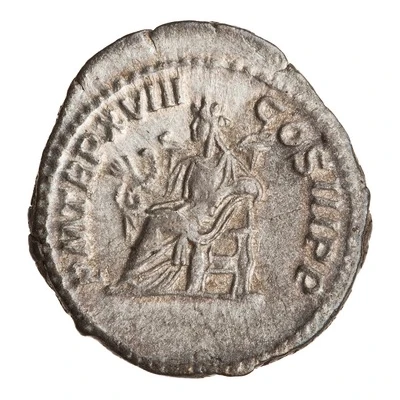 Denarius - Septimius Severus P M TR P XVIII COS III P P; Salus back