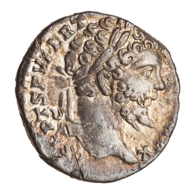 Denarius - Septimius Severus VICT AVGG COS II P P; Victory front