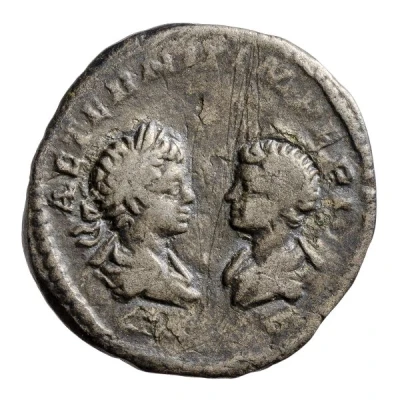 Denarius - Septimius Severus and Caracalla AETERNIT IMPERI back