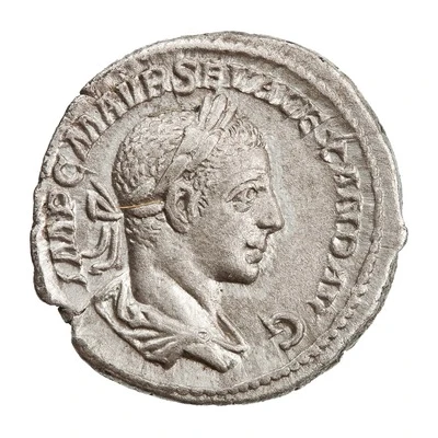 Denarius - Severus Alexander P M TR P III COS P P; Mars front