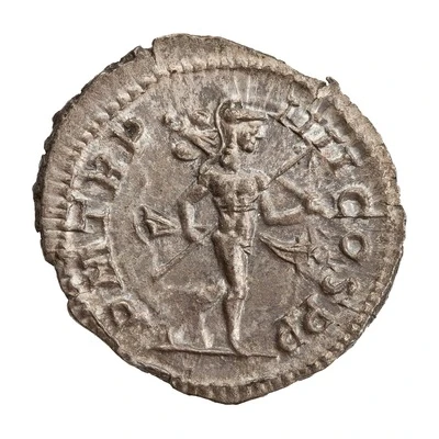 Denarius - Severus Alexander P M TR P IIII COS P P; Mars back