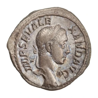 Denarius - Severus Alexander P M TR P VII COS II P P; Romulus front