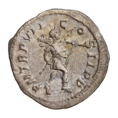 Denarius - Severus Alexander P M TR P VII COS II P P; Romulus back