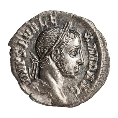 Denarius - Severus Alexander P M TR P VIII COS III P P; Mars front