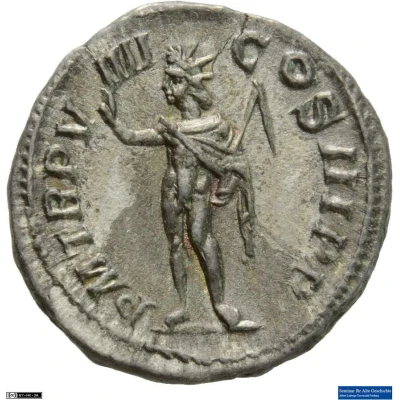 Denarius - Severus Alexander P M TR P VIIII COS III P P; Sol back