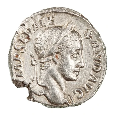 Denarius - Severus Alexander P M TR P X COS III P P; Mars front