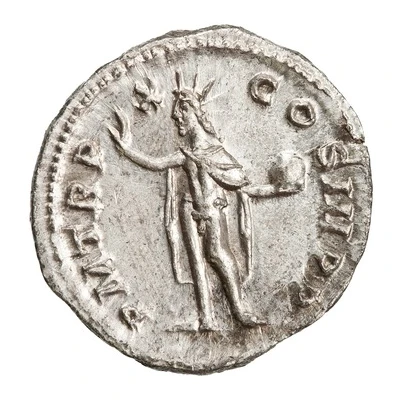 Denarius - Severus Alexander P M TR P X COS III P P; Sol back