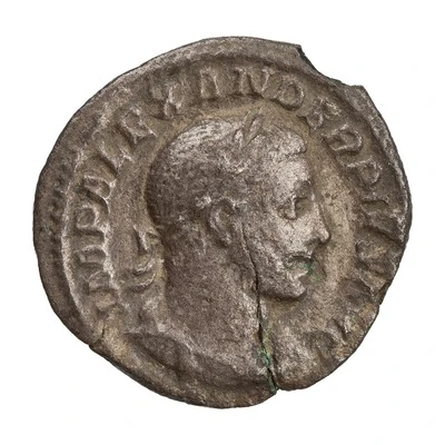 Denarius - Severus Alexander P M TR P X COS III P P; Sol front