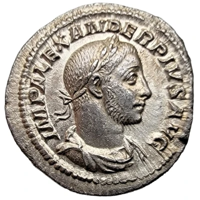 Denarius - Severus Alexander P M TR P XI COS III P P; Sol front