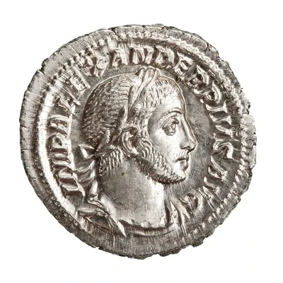 Denarius - Severus Alexander P M TR P XII COS III P P; Sol front