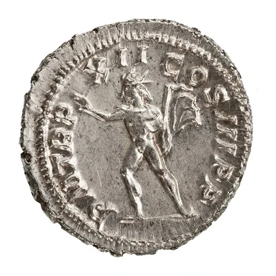 Denarius - Severus Alexander P M TR P XII COS III P P; Sol back