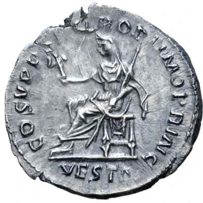 Denarius - Trajan COS V P P S P Q R OPTIMO PRINC VESTA; Vesta back