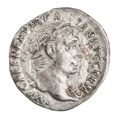 Denarius - Trajan P M TR P COS III P P; Victory front