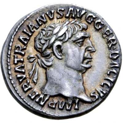 Denarius - Trajan P M TR P COS V P P; Victory front