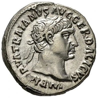 Denarius - Trajan P M TR P COS V P P; Victory front