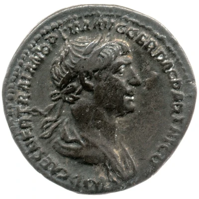 Denarius - Trajan P M TR P COS VI P P S P Q R FORT RED; Fortuna front