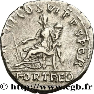 Denarius - Trajan P M TR P COS VI P P S P Q R FORT RED back