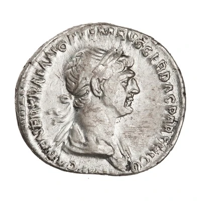 Denarius - Trajan P M TR P COS VI P P S P Q R; Genius front