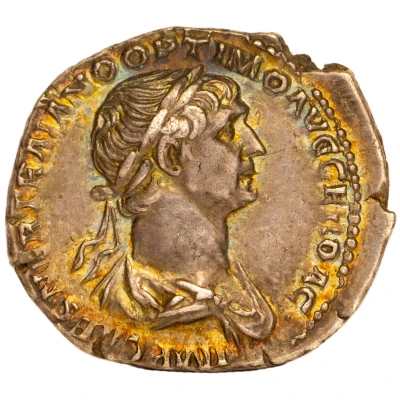 Denarius - Trajan P M TR P COS VI P P S P Q R; Mars front
