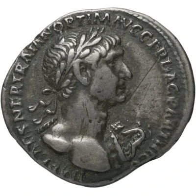 Denarius - Trajan P M TR P COS VI P P S P Q R; Sol front