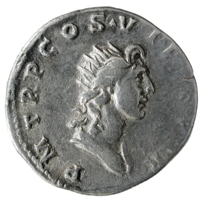 Denarius - Trajan P M TR P COS VI P P S P Q R; Sol back