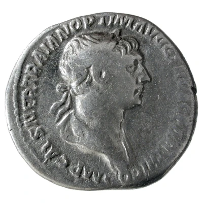 Denarius - Trajan P M TR P COS VI P P S P Q R; Virtus front