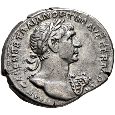Denarius - Trajan PARTHICO P M TR P COS VI P P S P Q R; Sol front