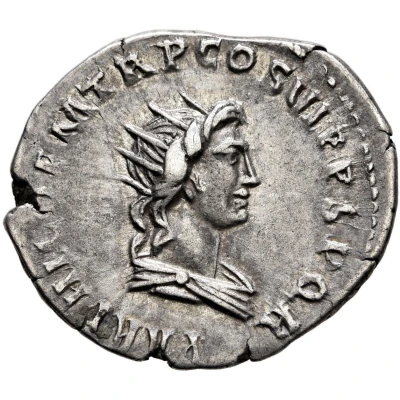 Denarius - Trajan PARTHICO P M TR P COS VI P P S P Q R; Sol back