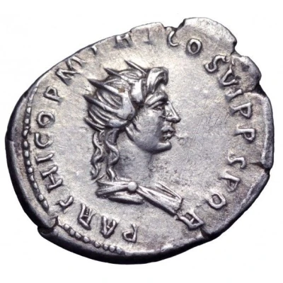 Denarius - Trajan PARTHICO P M TR P COS VI P P S P Q R; Sol back