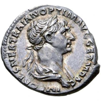 Denarius - Trajan PARTHICO P M TR P COS VI P P S P Q R; Virtus front