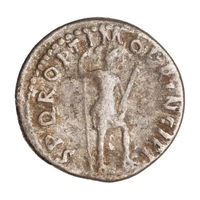 Denarius - Trajan S P Q R OPTIMO PRINCIPI; Virtus back